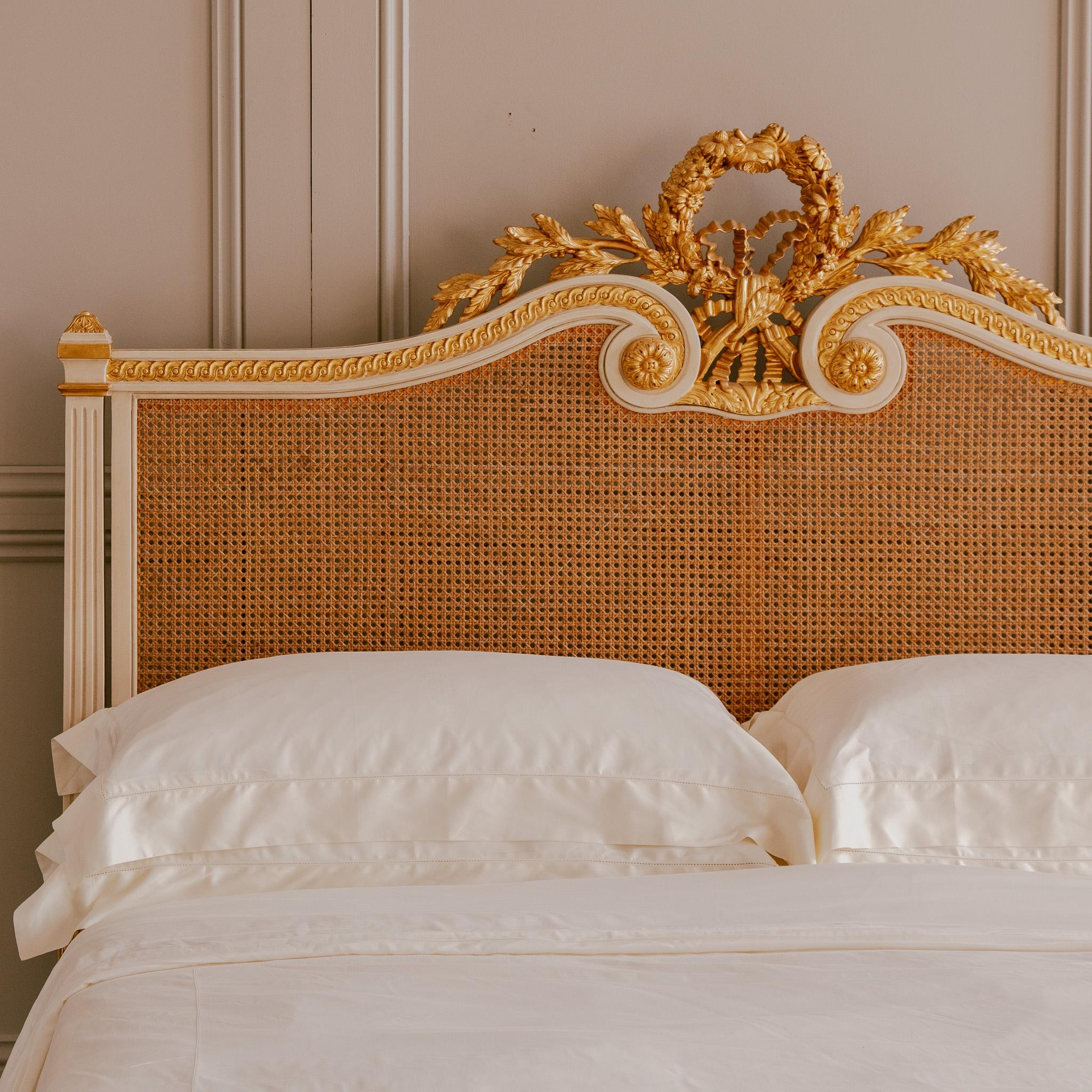 English Rosace Bed, UK Super King Hand Carved in the Louis XVI Style by La Maison London For Sale