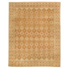 "Rosace" Modern Art Deco Floral Medallion Warm Tan Carpet by Doris Leslie Blau