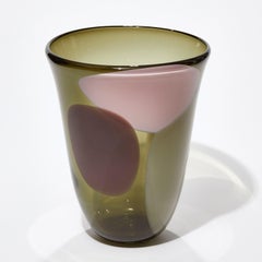 Rosalie, Pink, Brown, Aubergine & Khaki Glass Vase by Gunnel Sahlin