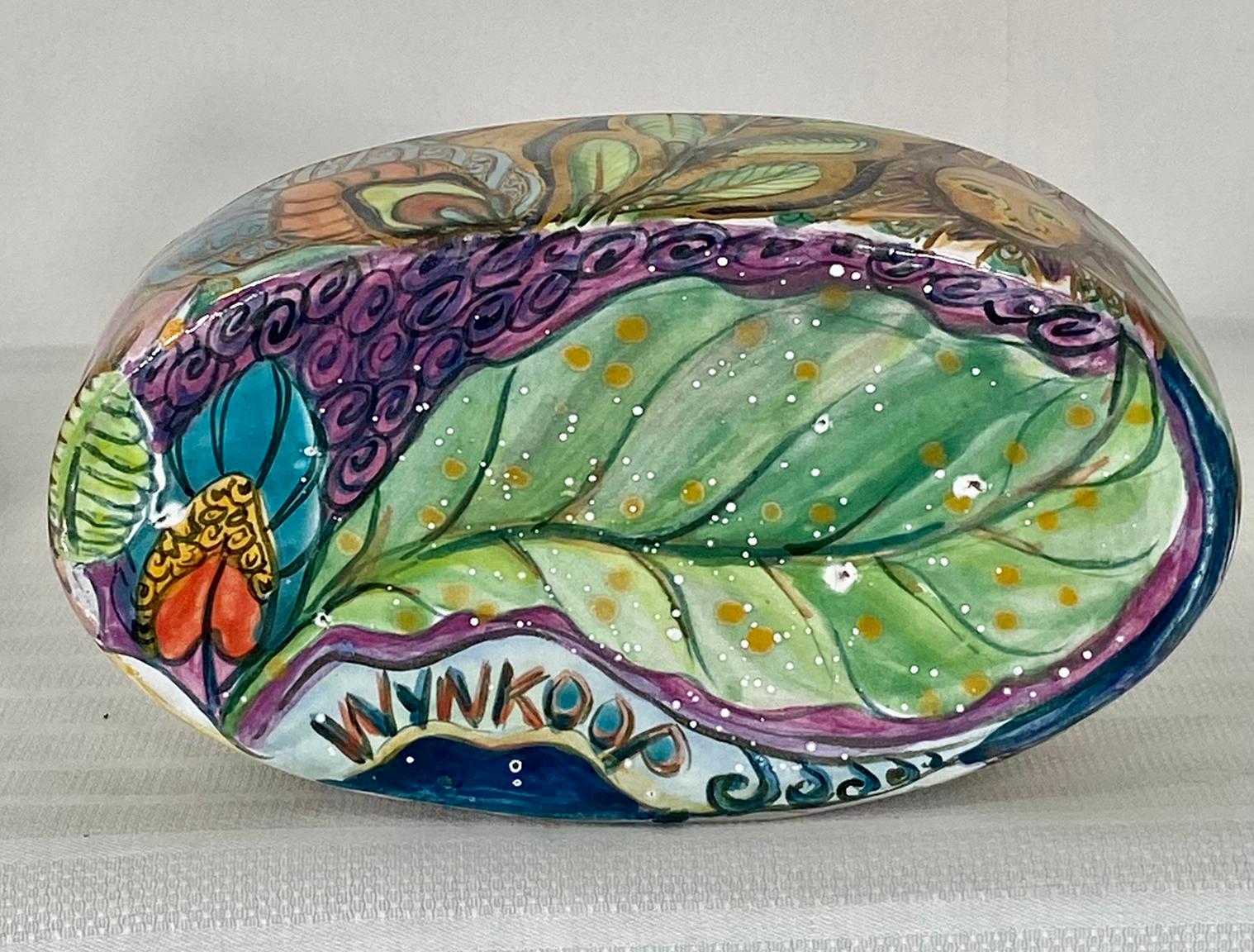 20ième siècle Rosalie Wynkoop Vintage Studio Art Pottery Lidded Box Tin Glazed Terracotta (Boîte à couvercle en étain émaillé) en vente