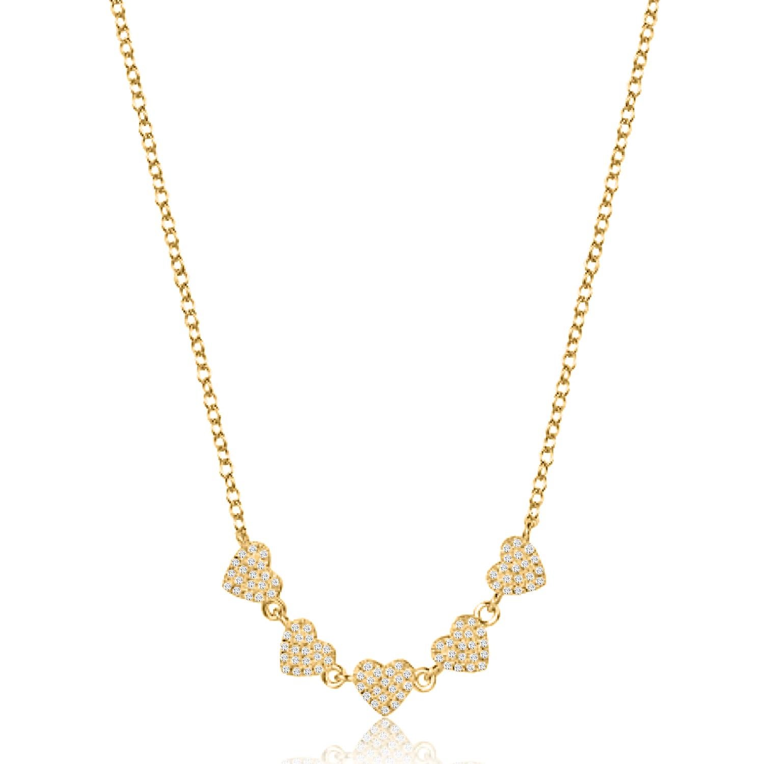 Rosalie's Five Pave Hearts Diamond Necklace In New Condition For Sale In Los Angeles, CA
