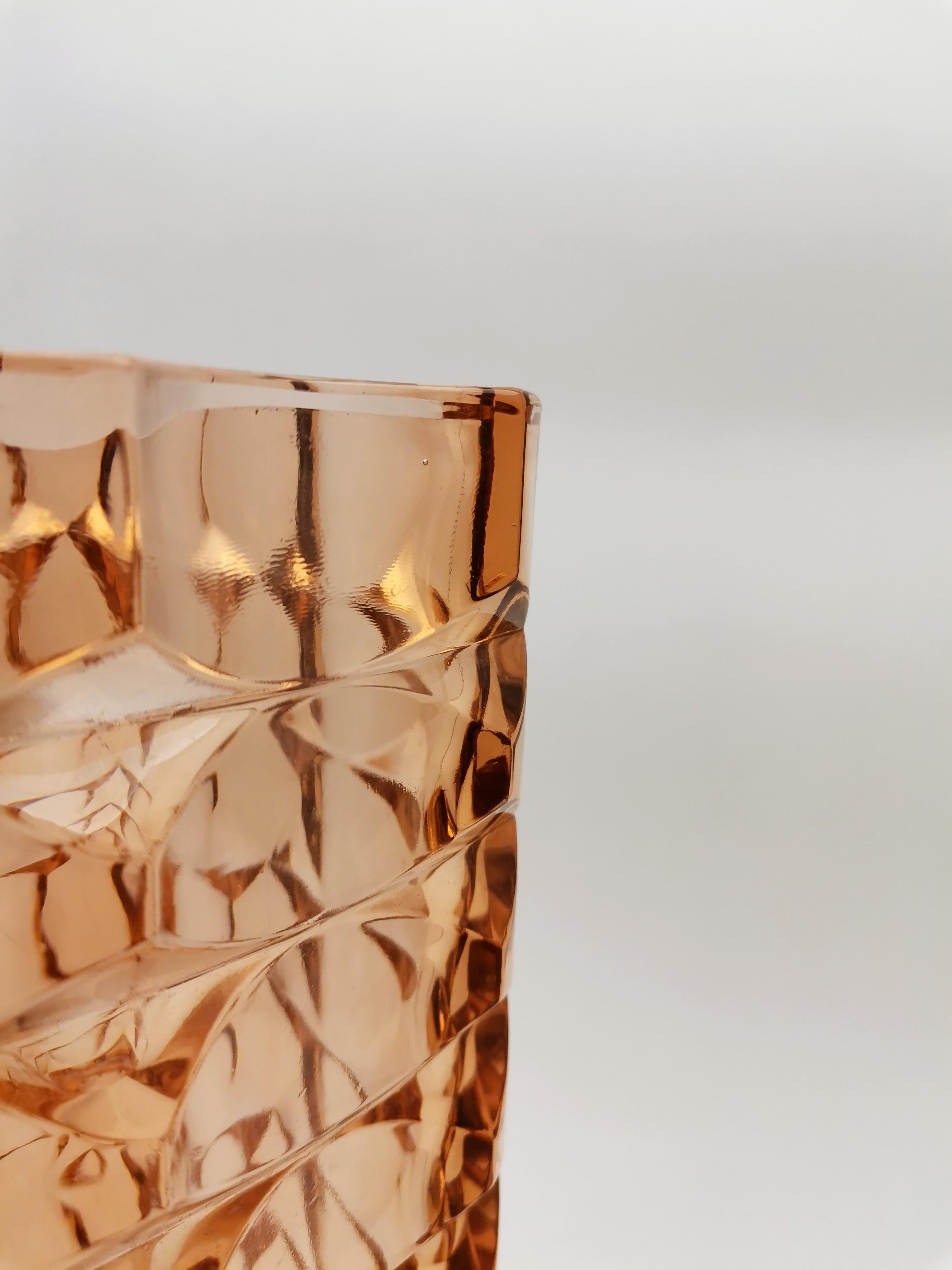 Vase en verre pressé Rosaline 1970 2