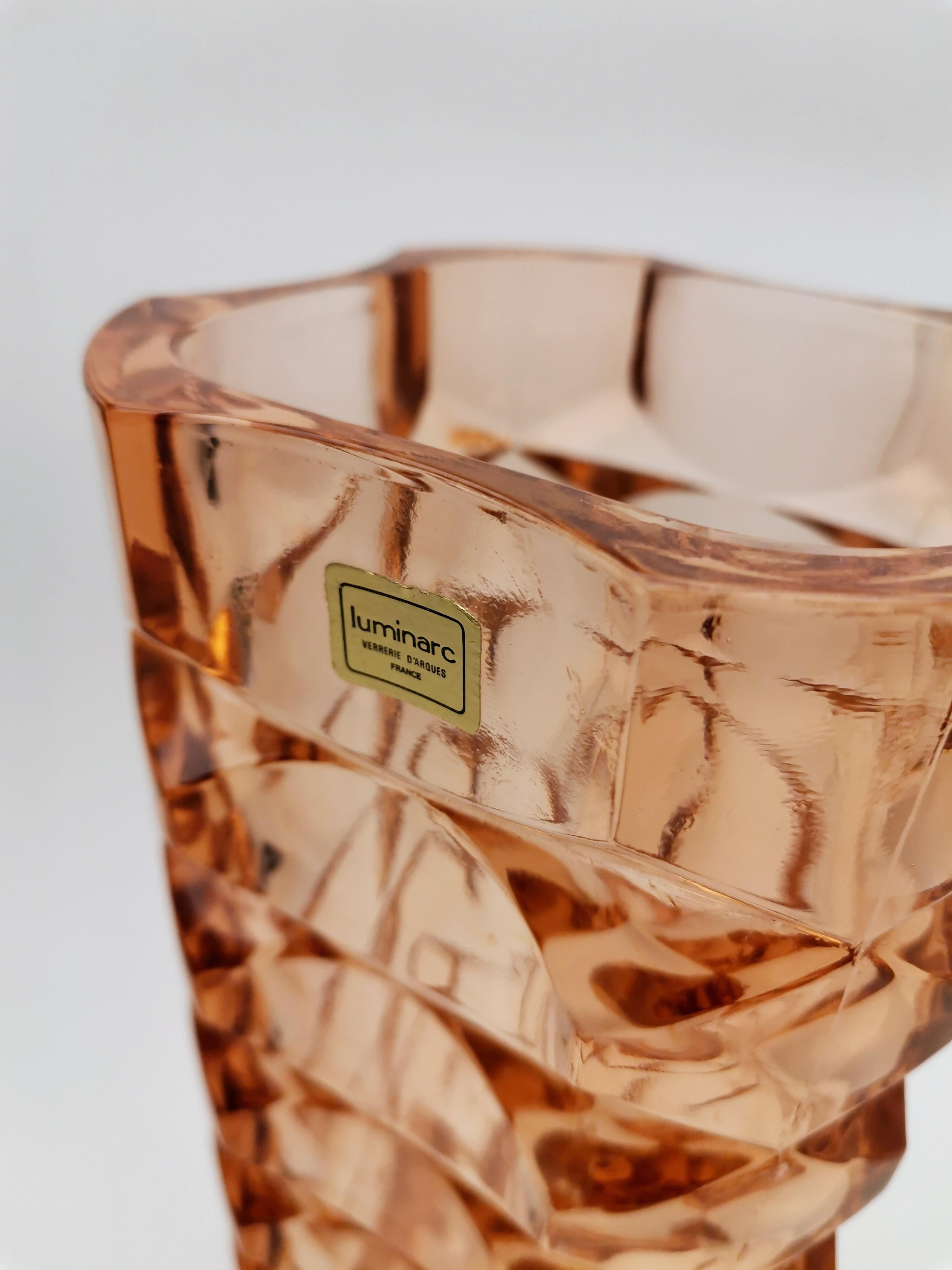 Vase en verre pressé Rosaline 1970 3