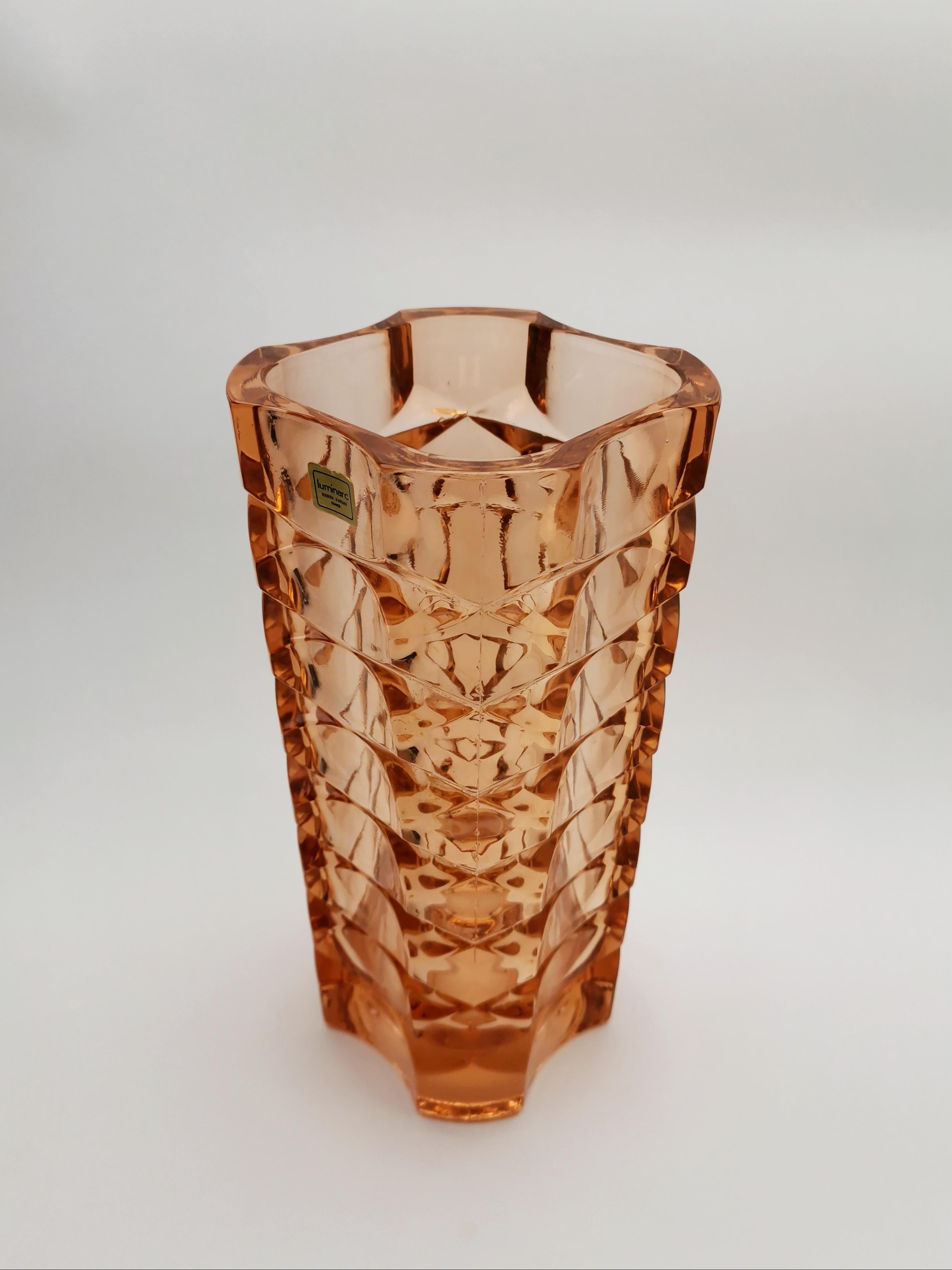 Vase en verre pressé Rosaline 1970 4