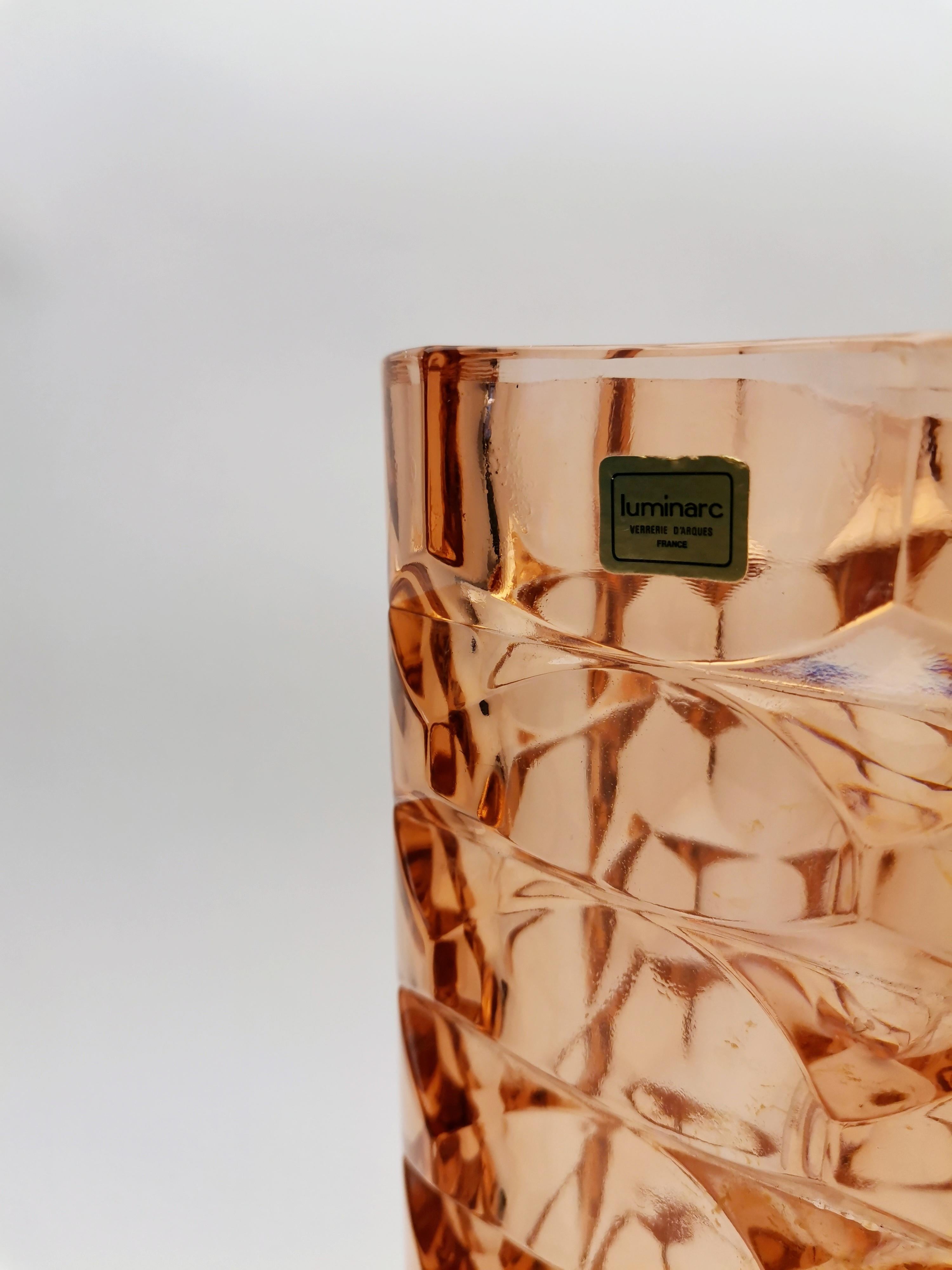Vase en verre pressé Rosaline 1970 1