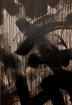 Peinture abstraite noire et grise XL Rosalyn Engelman