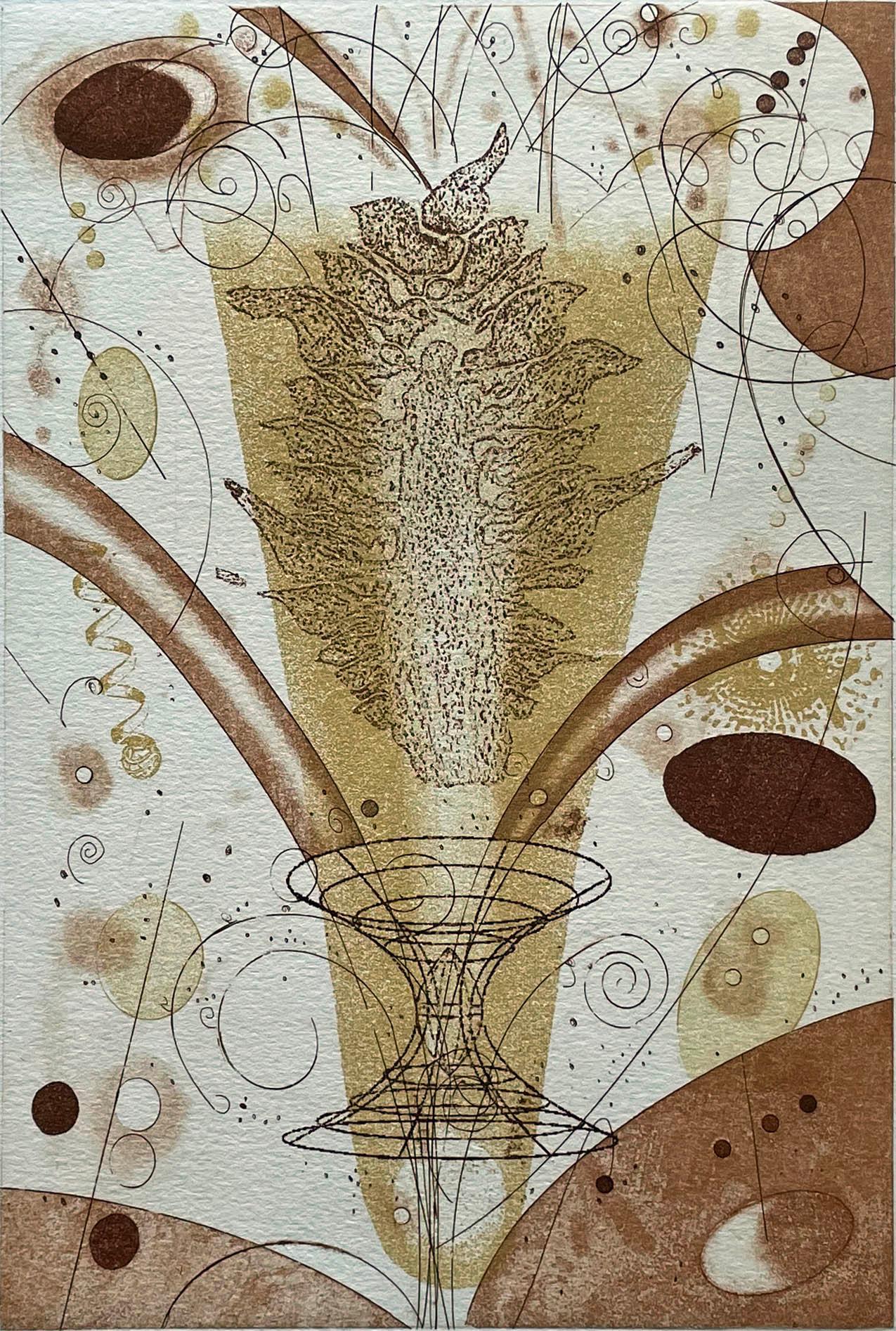 Signed, titled and numbered in pencil by the artist. Edition of 15.

Rosalyn Richards has been a member of the Bucknell University art faculty since 1982. Images from particle physics, satellite photography, biotechnology, radiology, geological