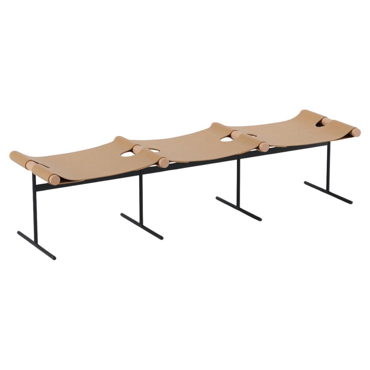 Rosamaria Row Bench by +55design – Leather, Wood & Steel Craft Fusion