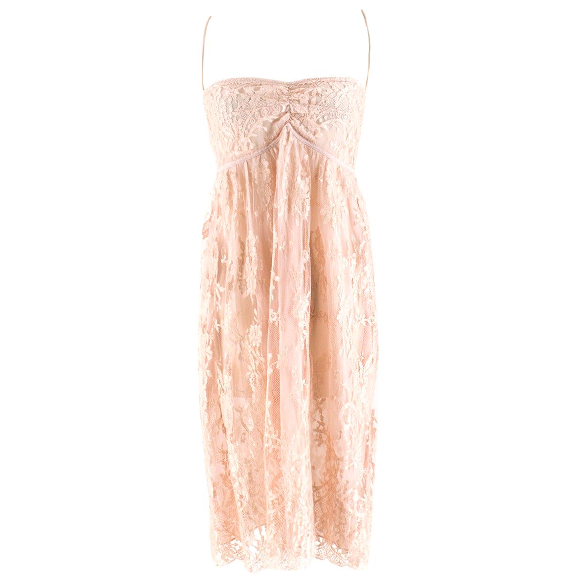 Rosamosario Nude Pink Lace Slip Dress - Size US 6