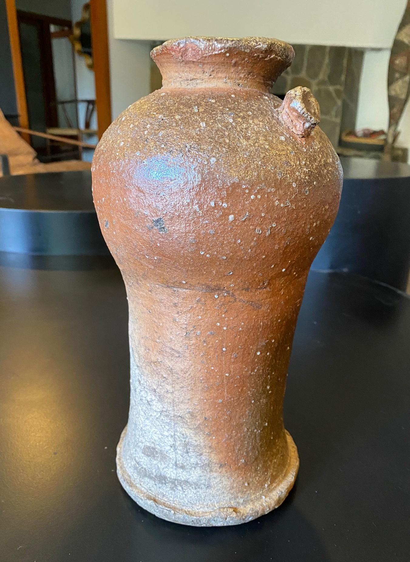 Fired Rosanjin Kitaoji Signed Japanese Bizen Pottery Vase & Original Signed Sealed Box For Sale