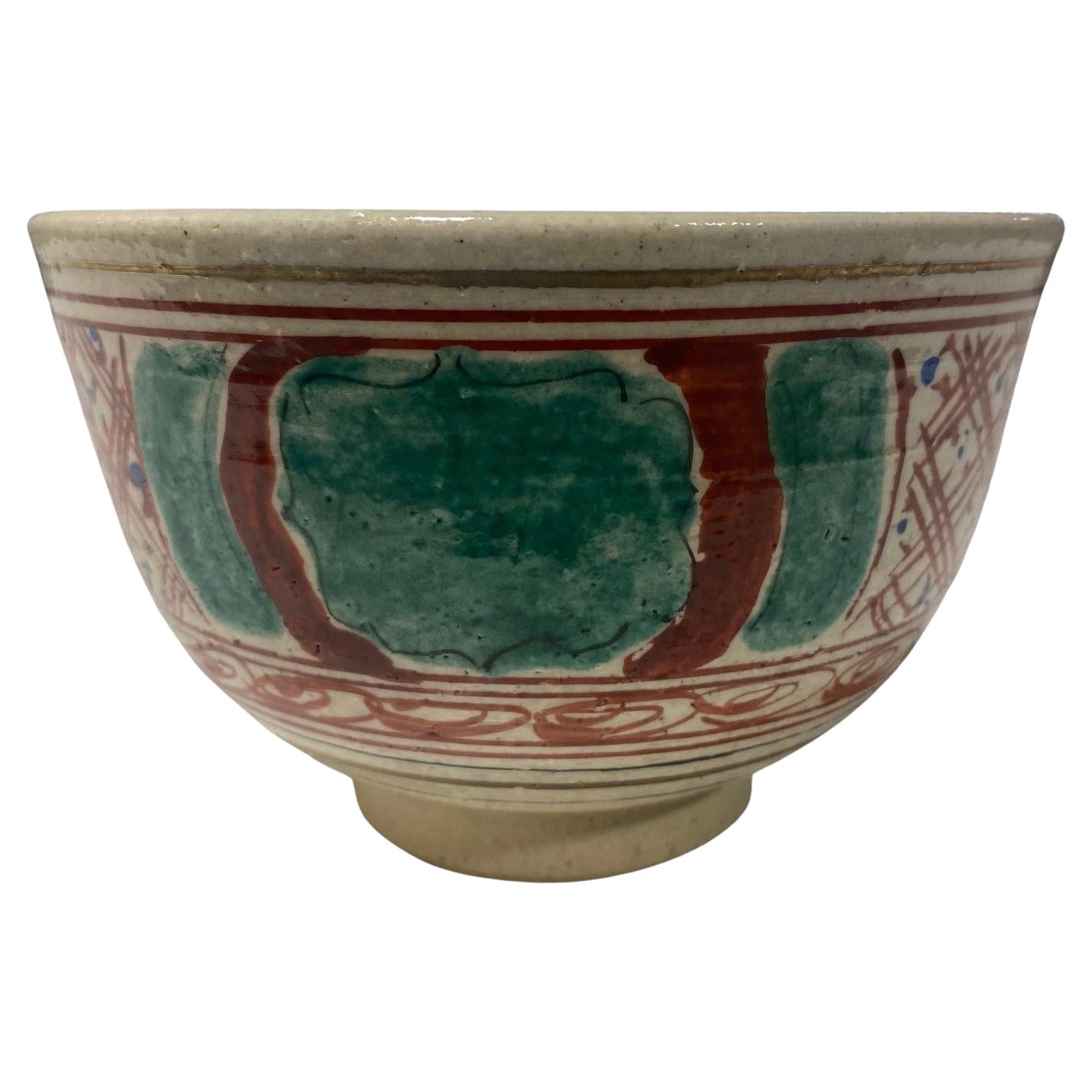Bol à thé Chawan peint et signé Rosanjin Kitaoji avec boîte scellée d'origine