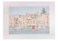 When the Port is Silent - Lithograph by Rosanna Cattaneo - 1990s