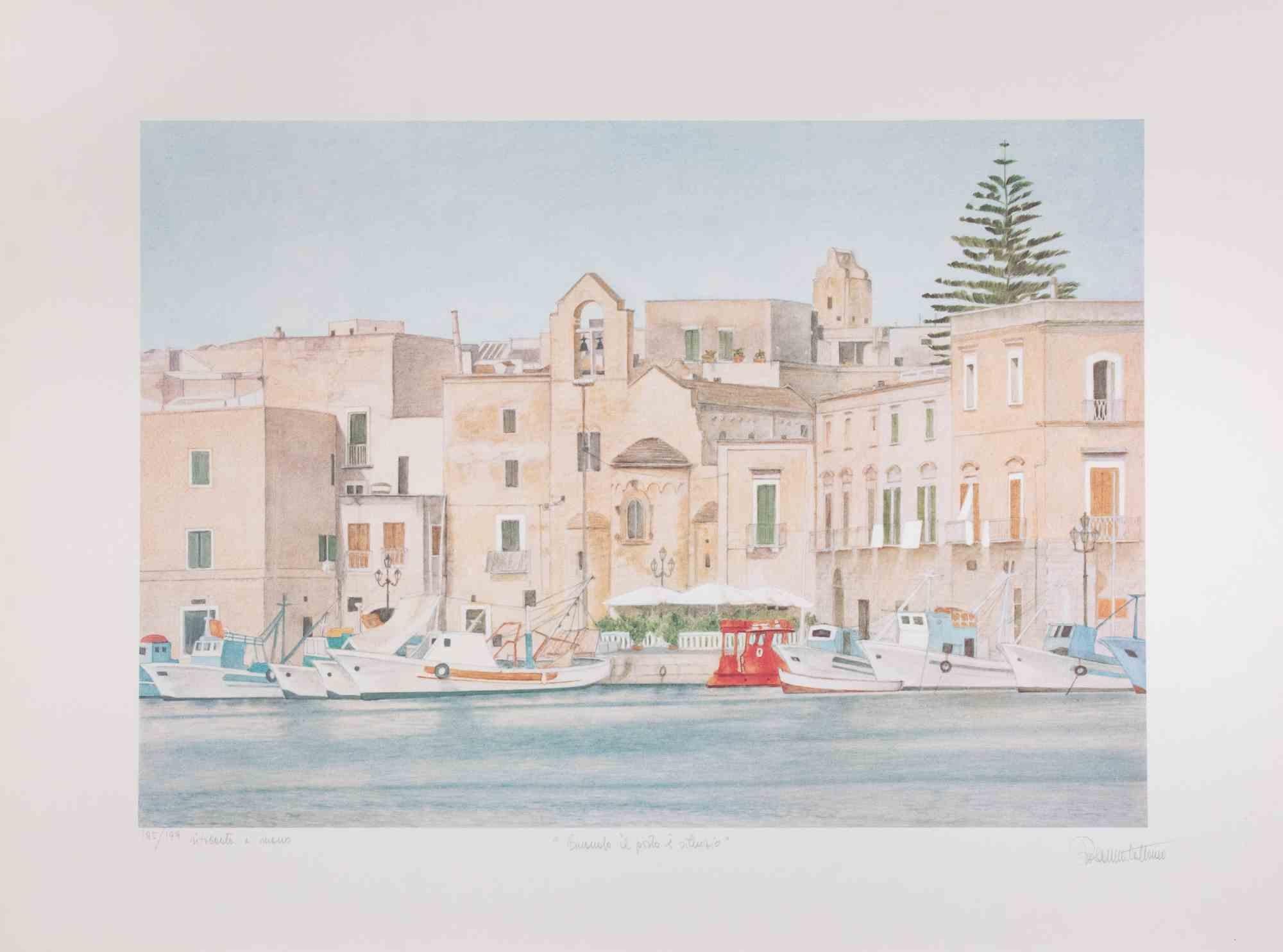 When the Port is Silent - Lithograph by Rosanna Cattaneo - 1990s For Sale 1