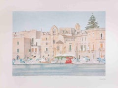 Quand le port est silencieux - Lithographie de Rosanna Cattaneo - 1990
