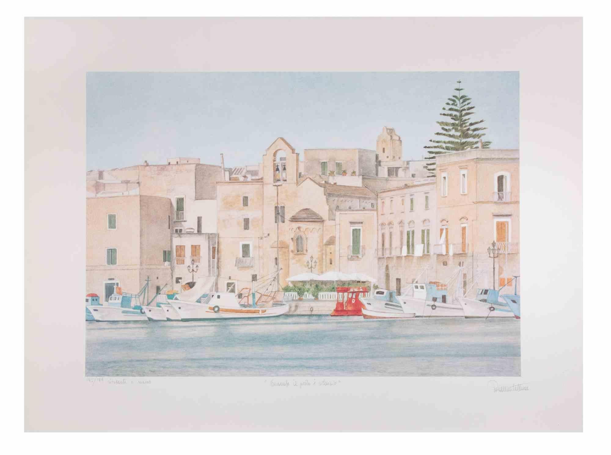Lithograph hand colored realized by Rosanna Cattaneo.

Edition of 190. Original title "Quando il Porto è Silenzio".

Hand signed and numbered.

Excellent condition.