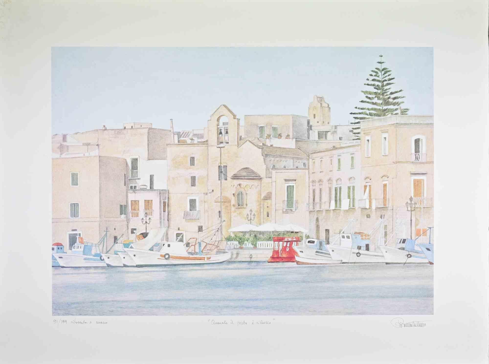 When the Port is Silent - Lithograph by Rosanna Cattaneo - 1990s