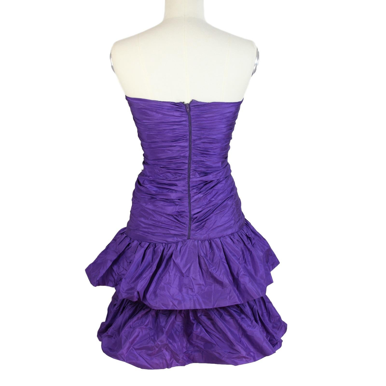 Rosanna Manzoni Purple Silk Chiffon Strapless Cocktail Dress 1980s  In Excellent Condition In Brindisi, Bt