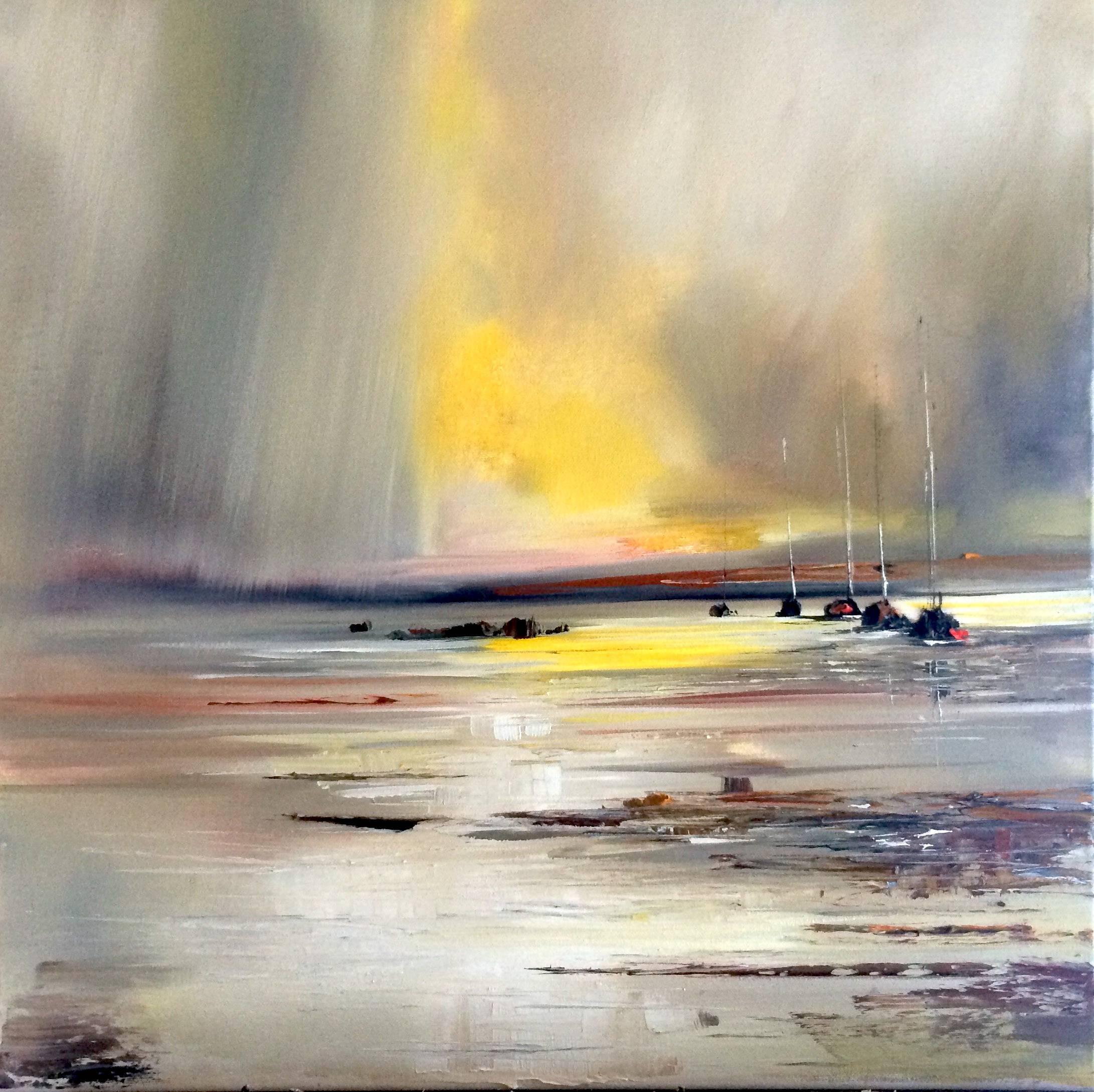 Sails at sea original landscape painting Contemporary Art 21st Century - Painting by Rosanne Barr