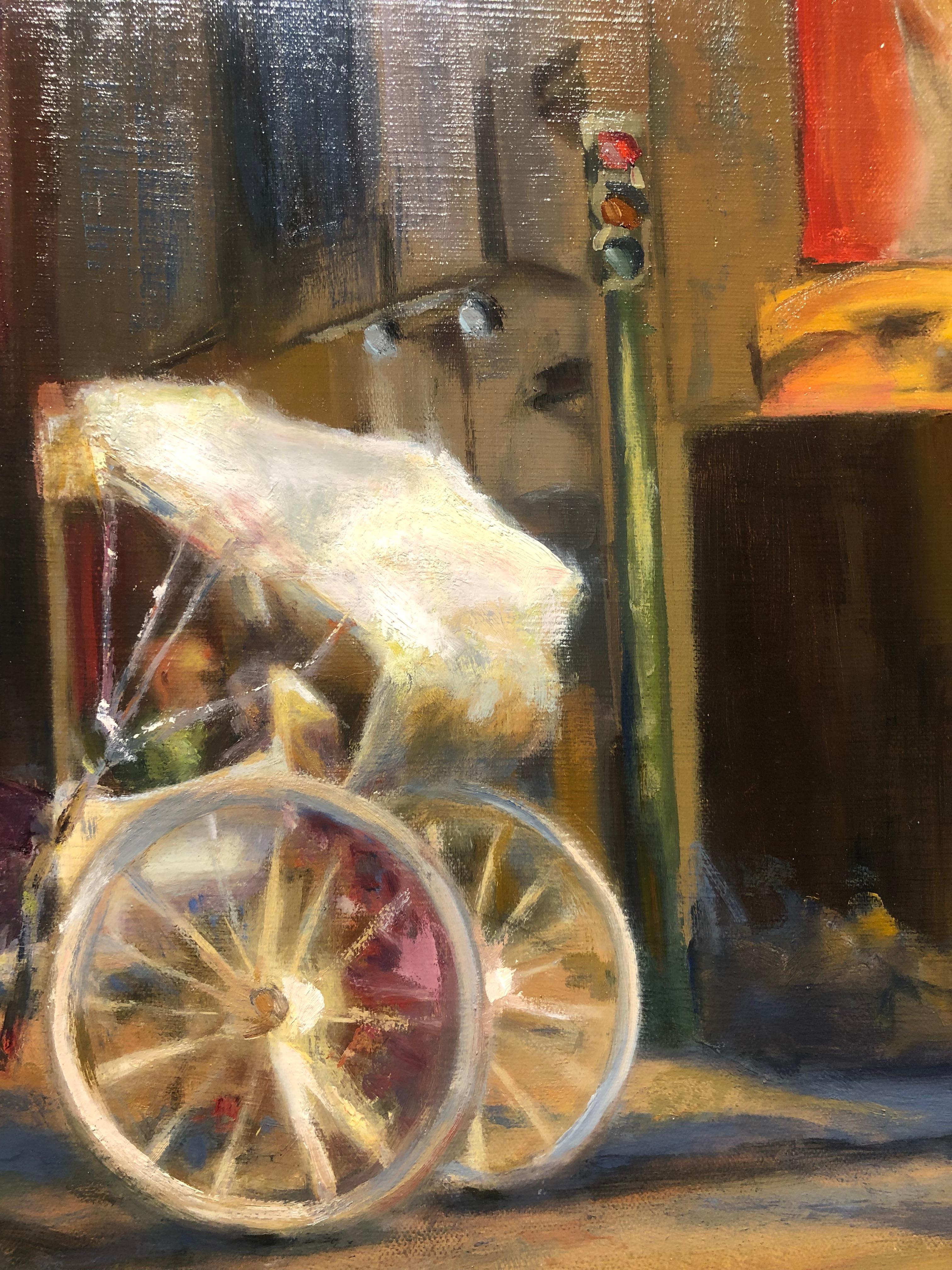 Rosanne Cerbo, « NYC Taxis », peinture à l'huile - Voiture de chevaux de Manhattan 30x40  en vente 5