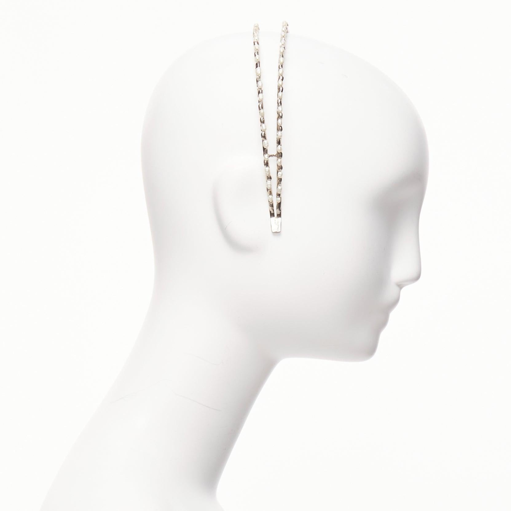 ROSANTICA Kopfband aus silbernem Metall alice mit Perlenverzierung und wiggle-Wickel Damen im Angebot