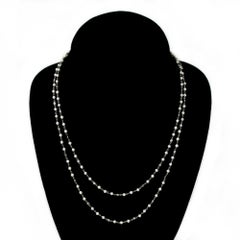 Rosaria Varra Seed Pearl and Diamond Opera Necklace in Platinum