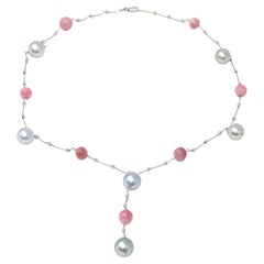 Rosaria Varra - Collana con perle di Tahiti e tormalina rosa in 18 ct.