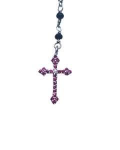 Rosario 18kt oro Cuore Sacro Rubini Diamanti