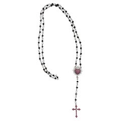 Rosario Oro 18kt Sagrado Corazón Rubíes Diamantes