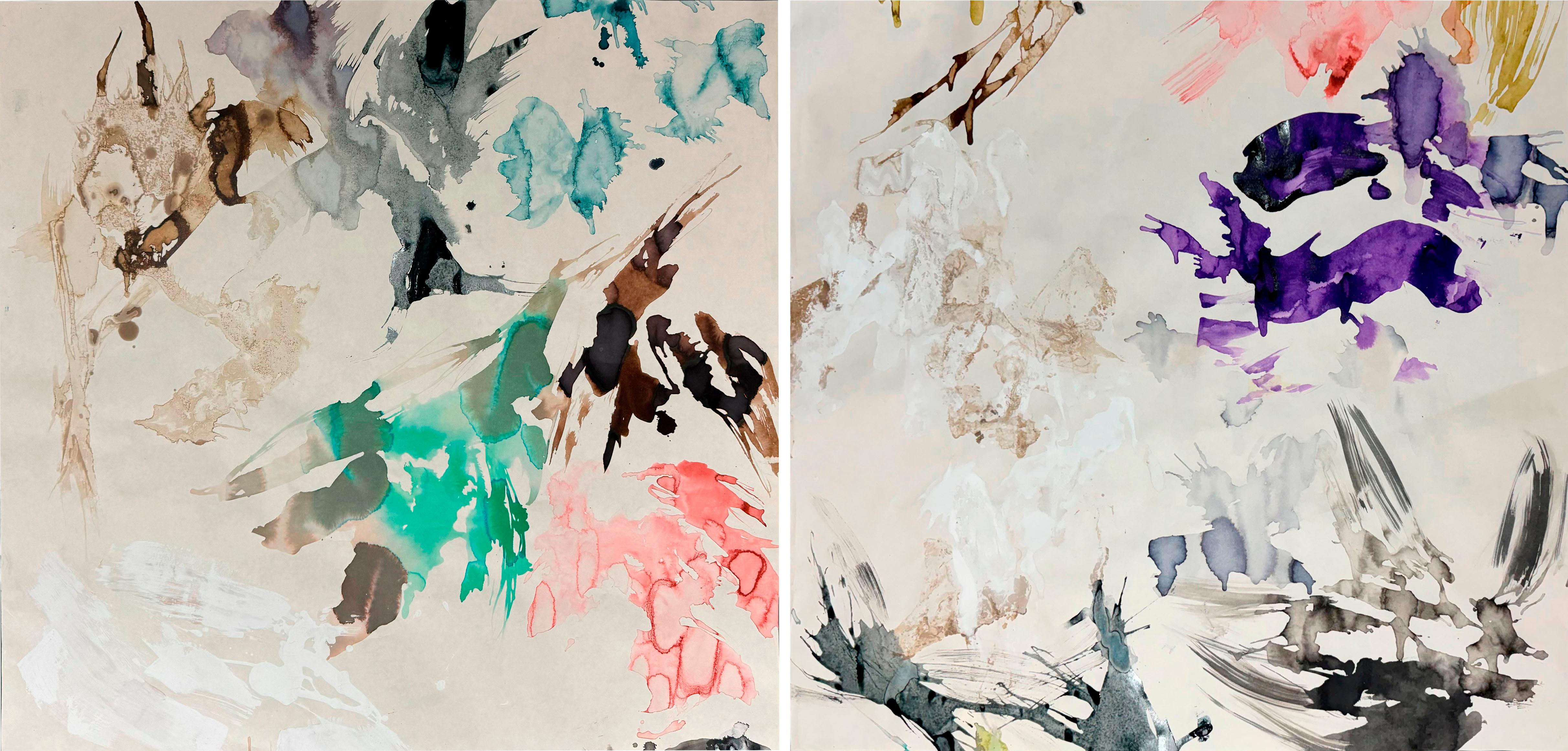 Vida Líquida N4 y N2, Díptico. De la serie Vida líquida - Mixed Media Art de Rosario Briones