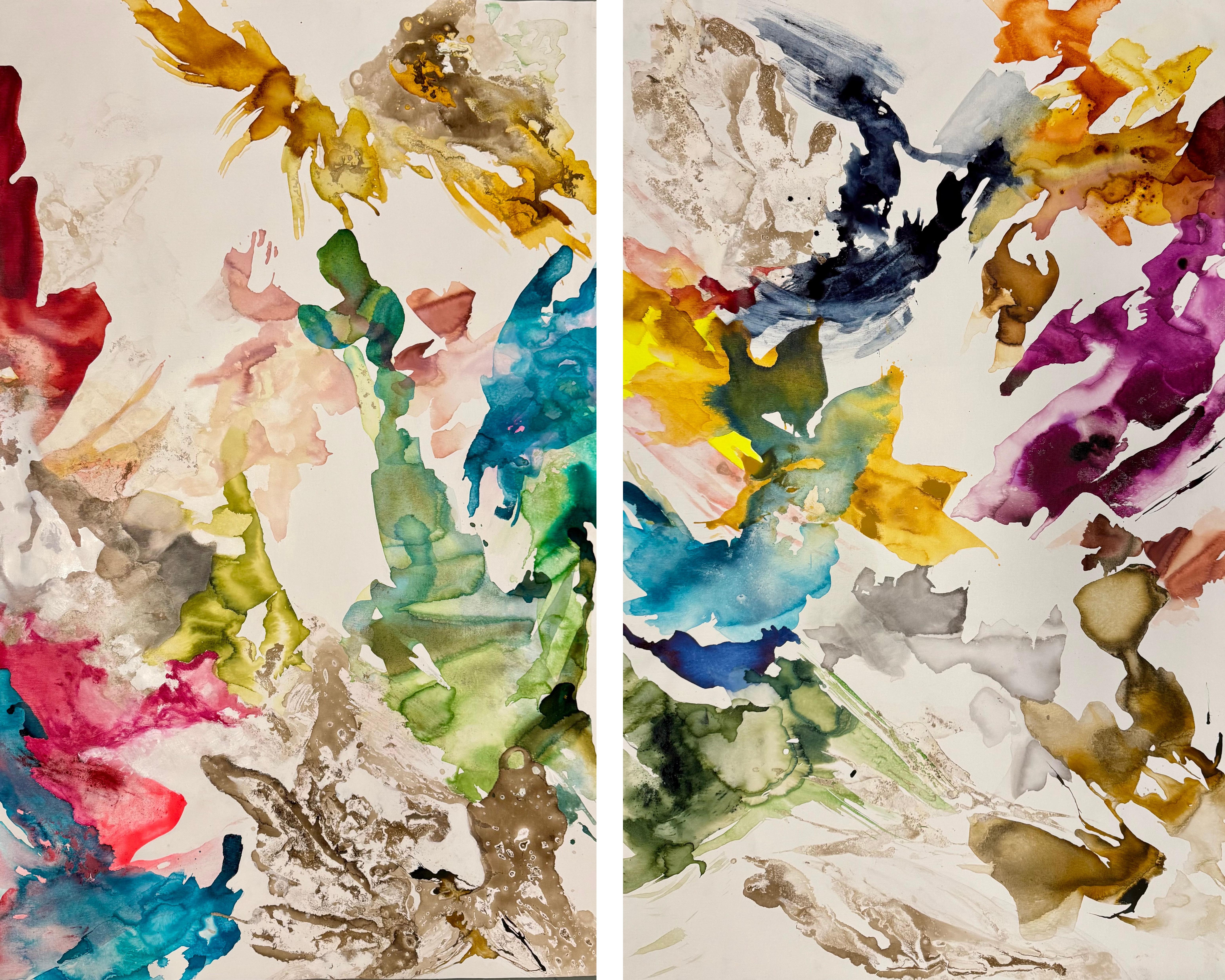 Impermanence Series n7 et n6, Diptyque. De la série Impermanence - Mixed Media Art de Rosario Briones