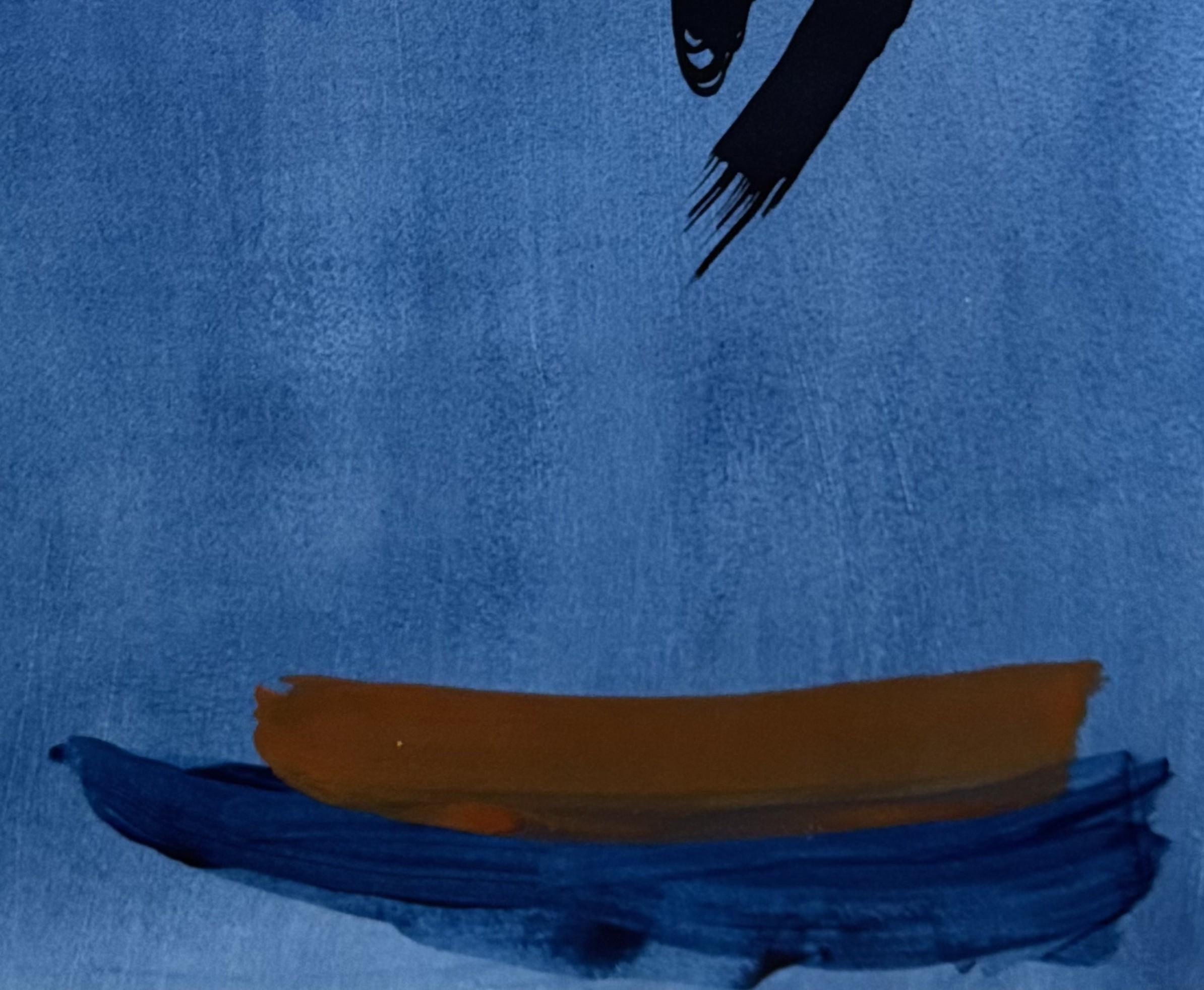 Intervals n3. From The Intervals series - Blue Abstract Painting by Rosario Briones