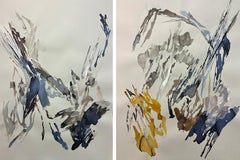 Natural Flow Series n11 and n12 Diptych. Abstract Painting