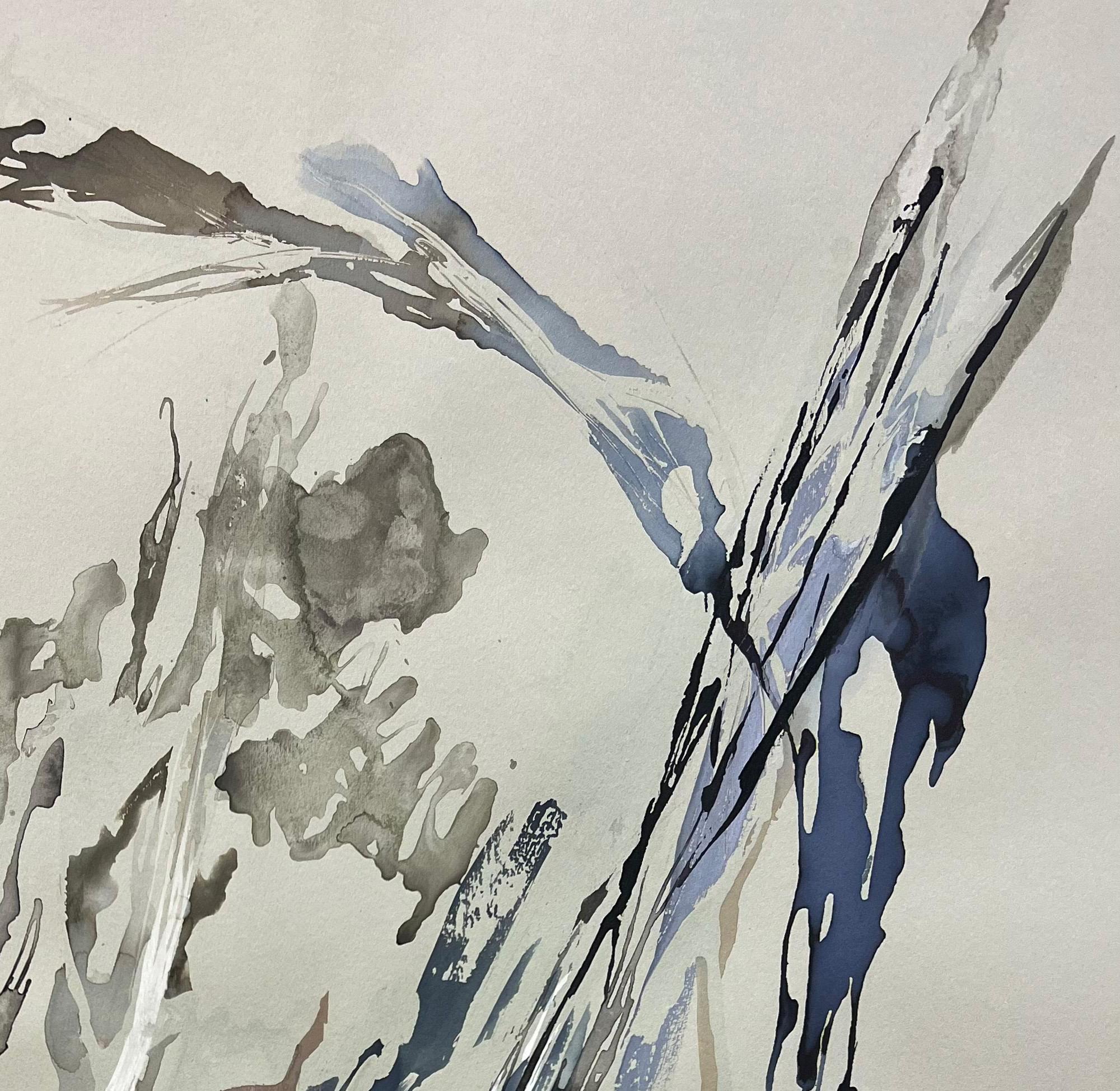  Natural Flow Serie n12. Abstrakte Pigmente auf Papier – Painting von Rosario Briones