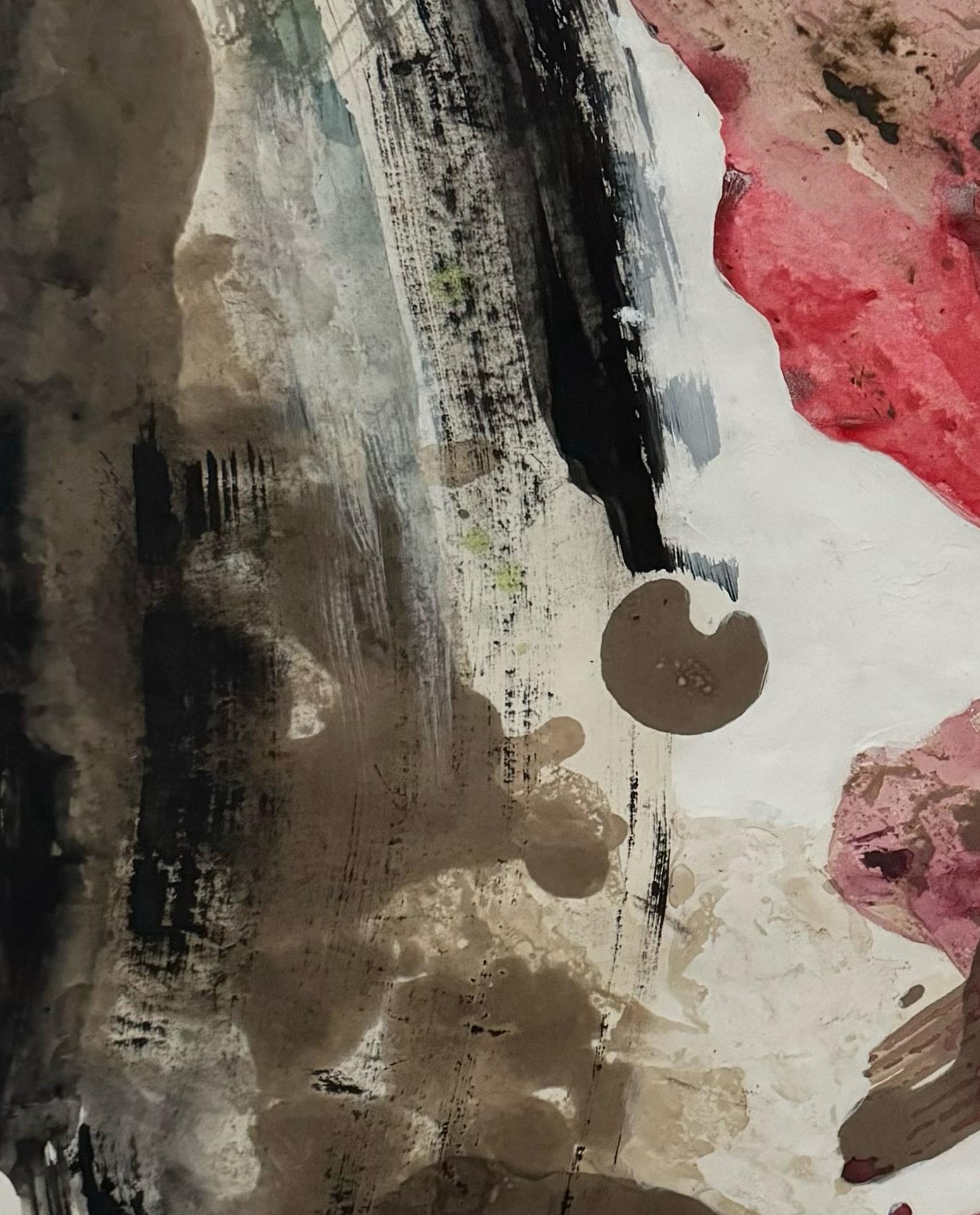 Série Natural Flow n13 De la série Natural Flow - Marron Abstract Painting par Rosario Briones
