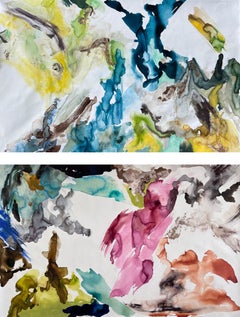 Série Nature Flow n7 et n6 Diptyque. Peinture abstraite