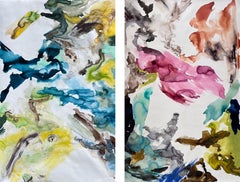Natural Flow Series n7 and n6 Diptych. Abstract Painting