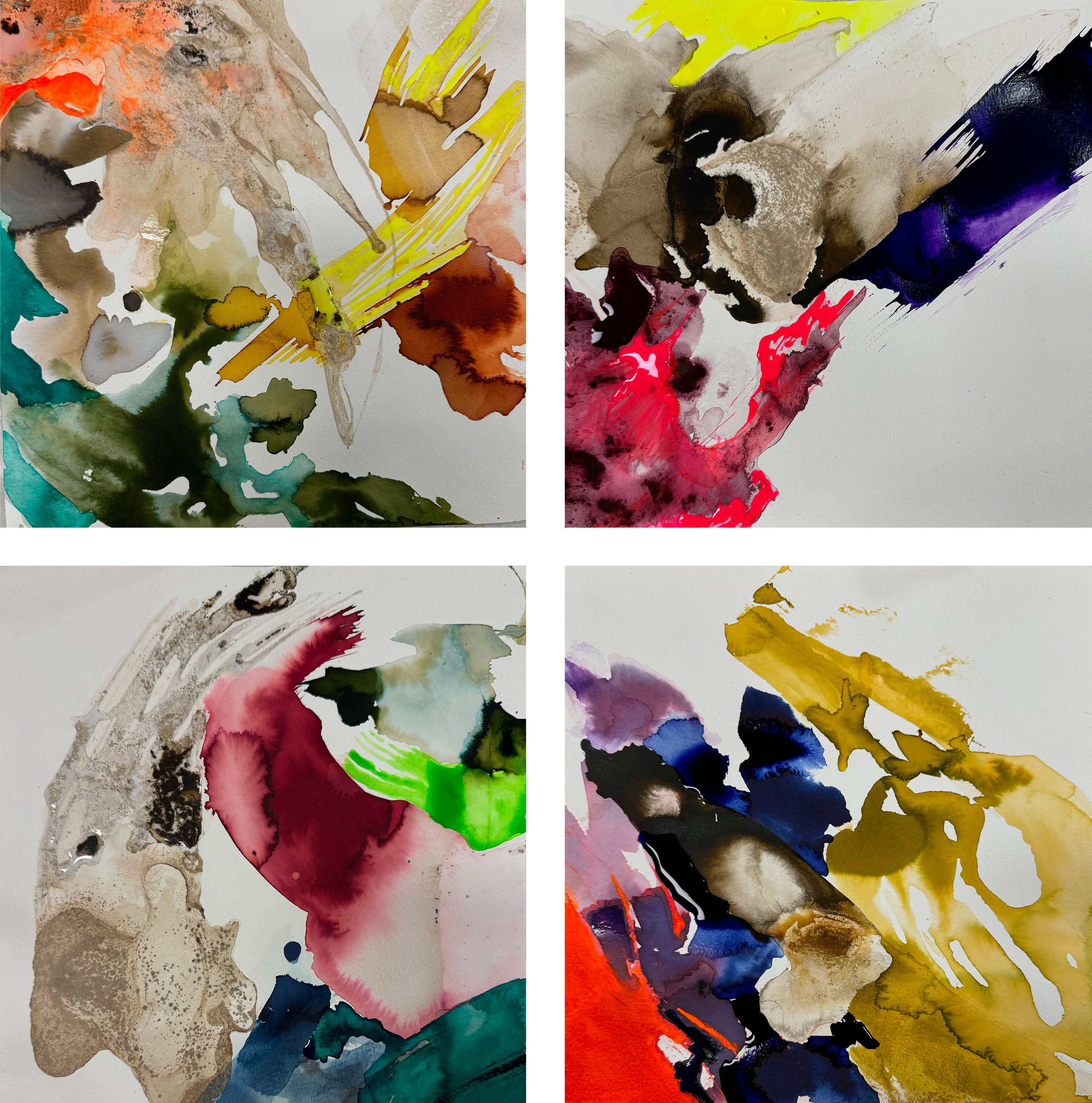 Abstract Drawing di Rosario Briones - Dipinti n2, n3, n5, n4 della serie Impermanenza