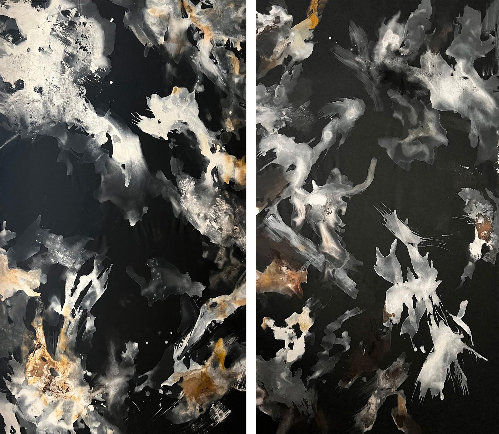Diptyque White Series n2 et n3 Peinture abstraite