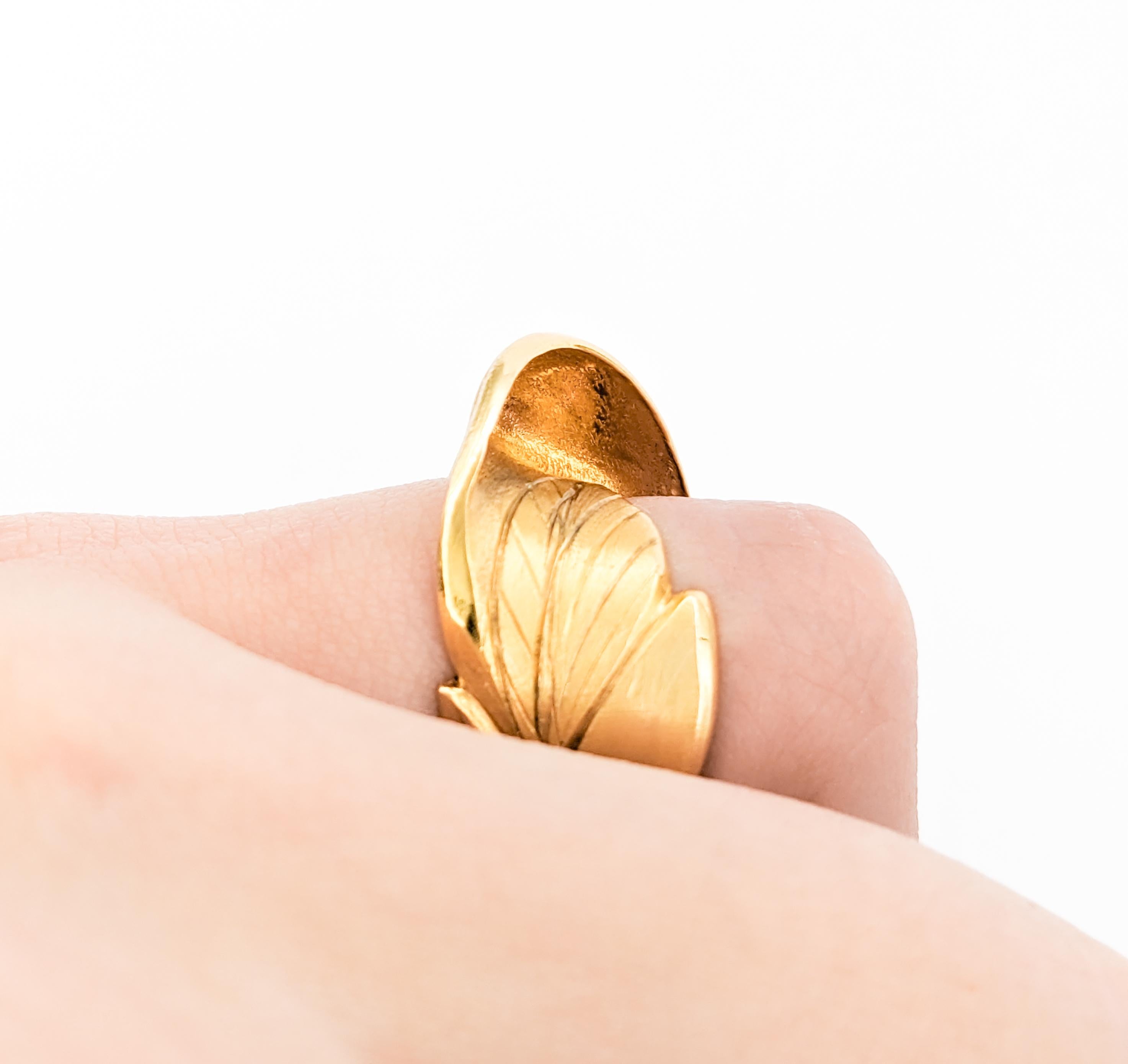 Modern Rosario Garcia 14K Gold Leaf Ring