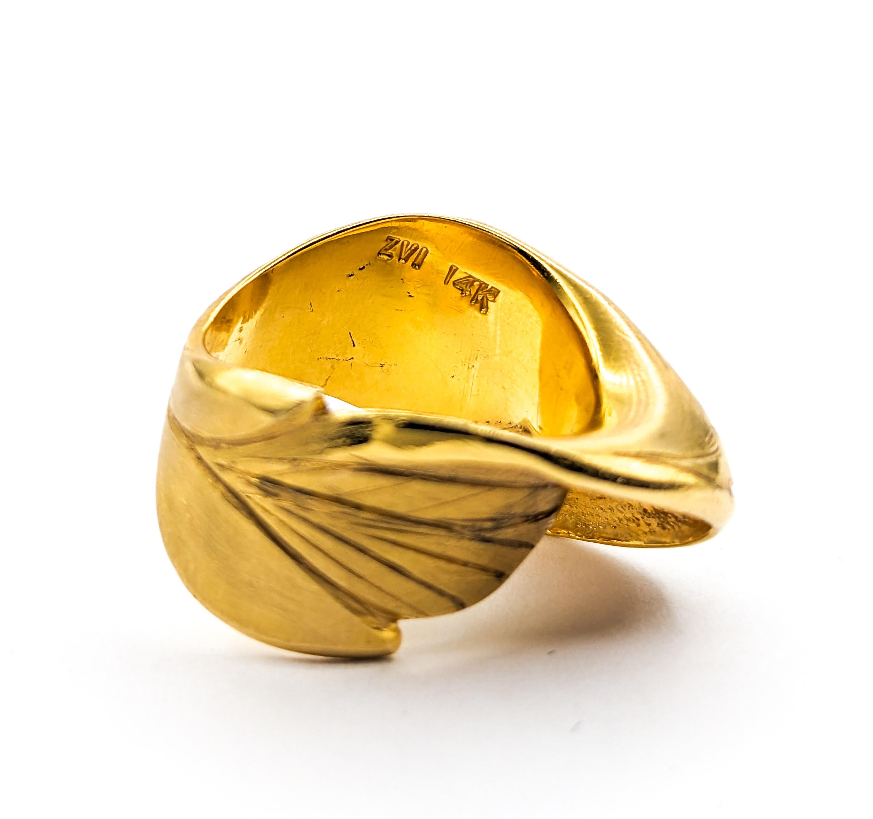 Rosario Garcia 14K Gold Leaf Ring 2