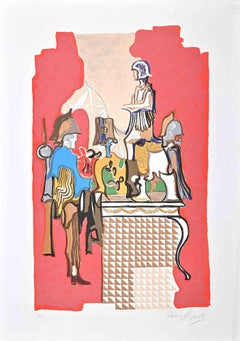 Chevaliers - Lithographie de Rosario Mazzella - 1970