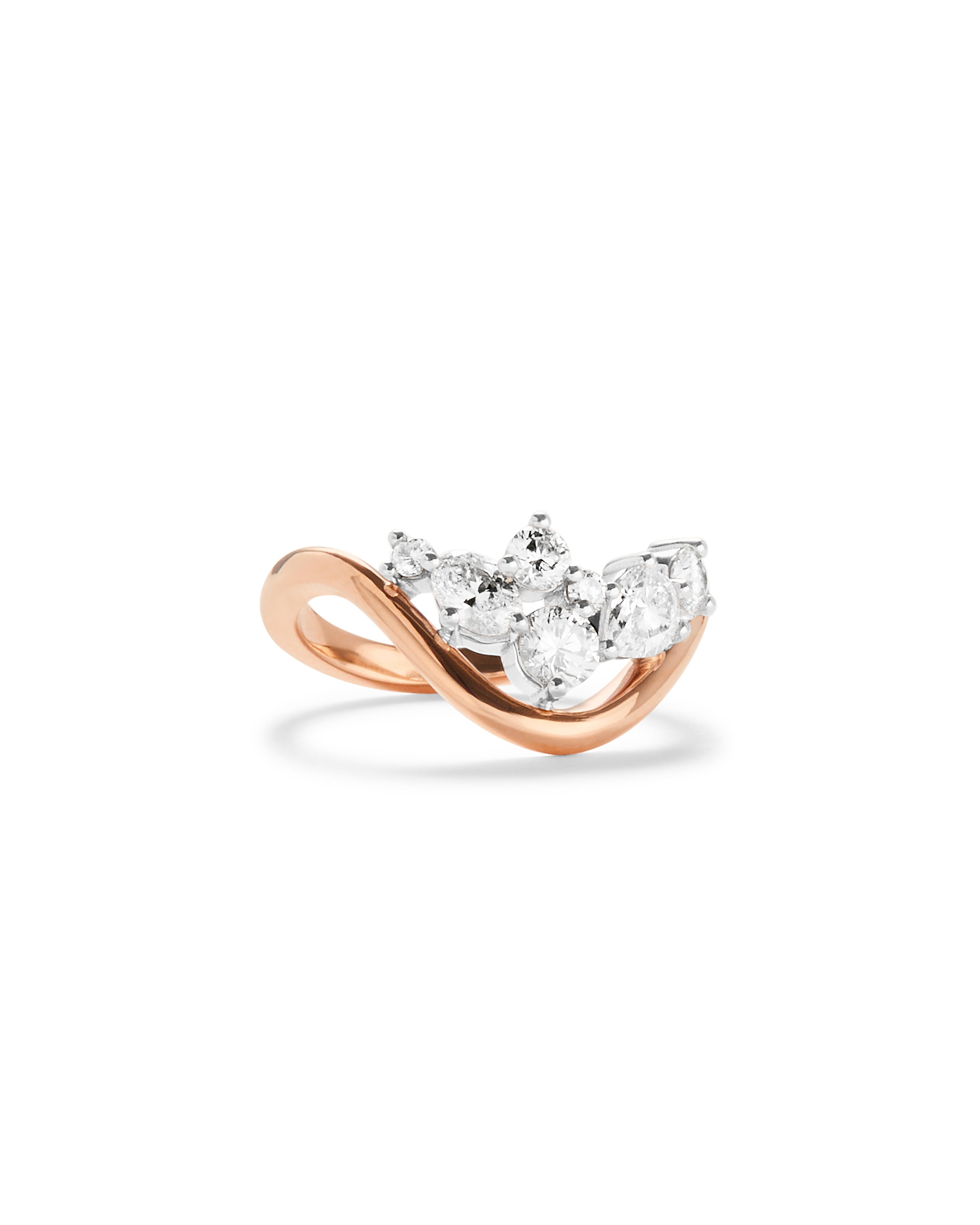 For Sale:  Rosario Navia Mara Medium Curved Ring I in 18K Gold, Platinum, and Diamonds 4