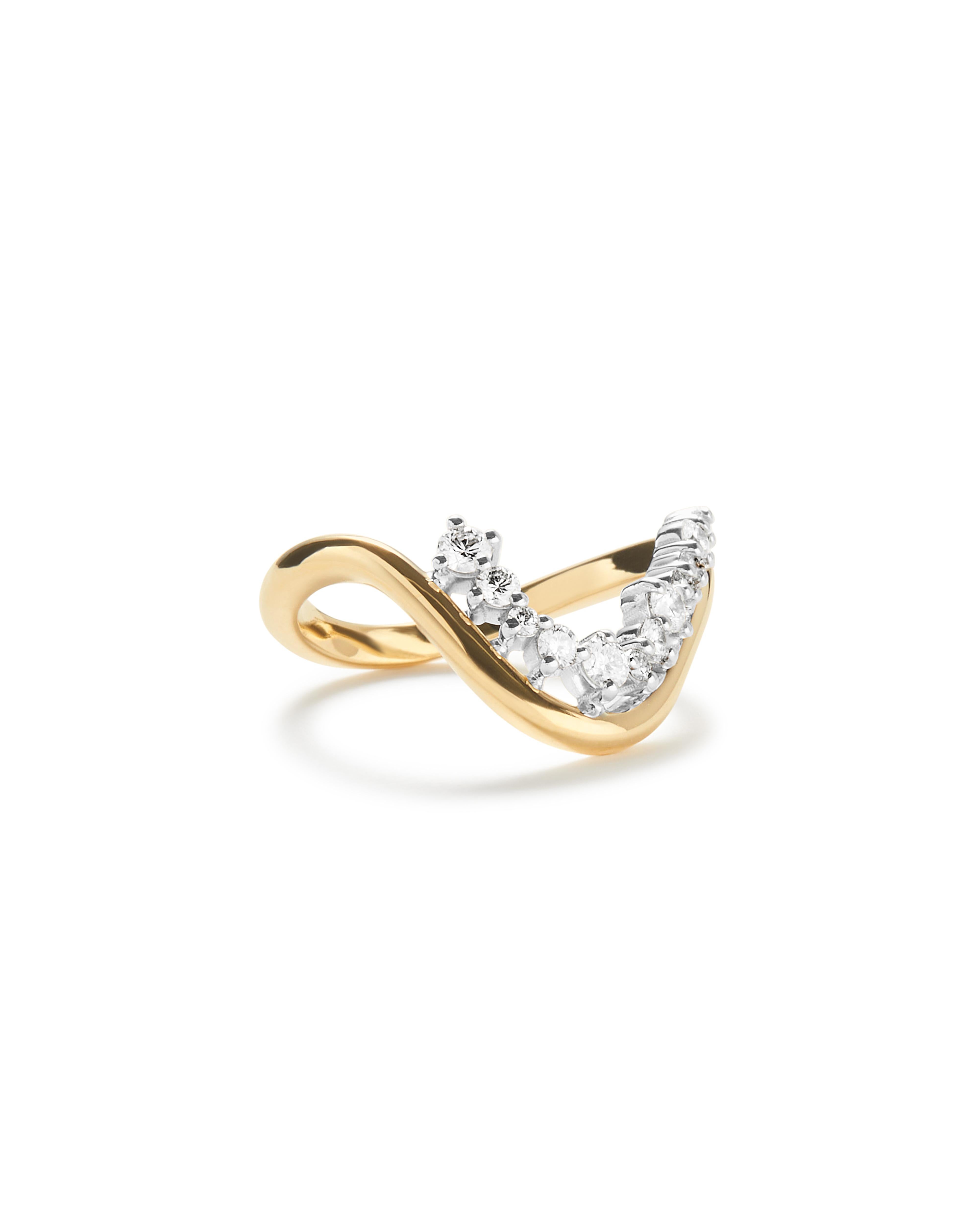 For Sale:  Rosario Navia Mara Large Curved Ring I in 18K Gold, Platinum, and Diamonds 2