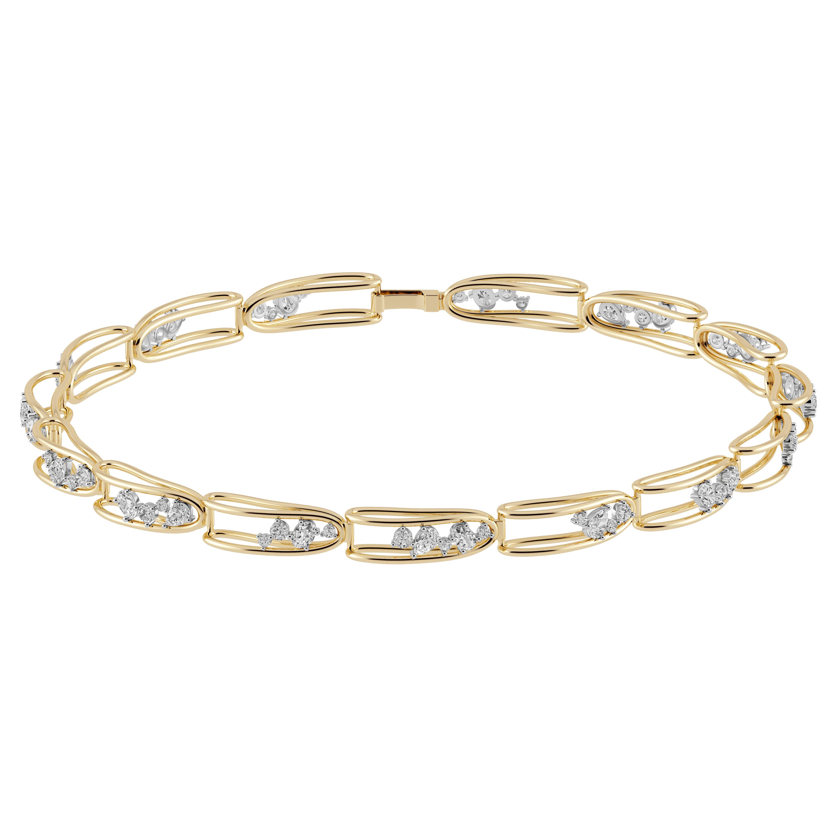 Rosario Navia Mara Folded Link Choker III in 18K Gold, Platinum, & Diamonds