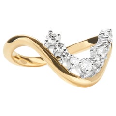 Rosario Navia Mara Large Curved Ring I in 18K Gold, Platinum, and Diamonds