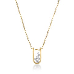 Rosario Navia Mara Large Folded Link Pendant in 18K Gold, Platinum, and Diamonds