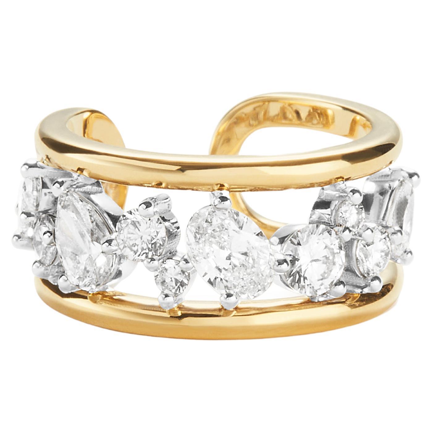 For Sale:  Rosario Navia Mara Large Link Ring in 18K Gold, Platinum, and Diamonds