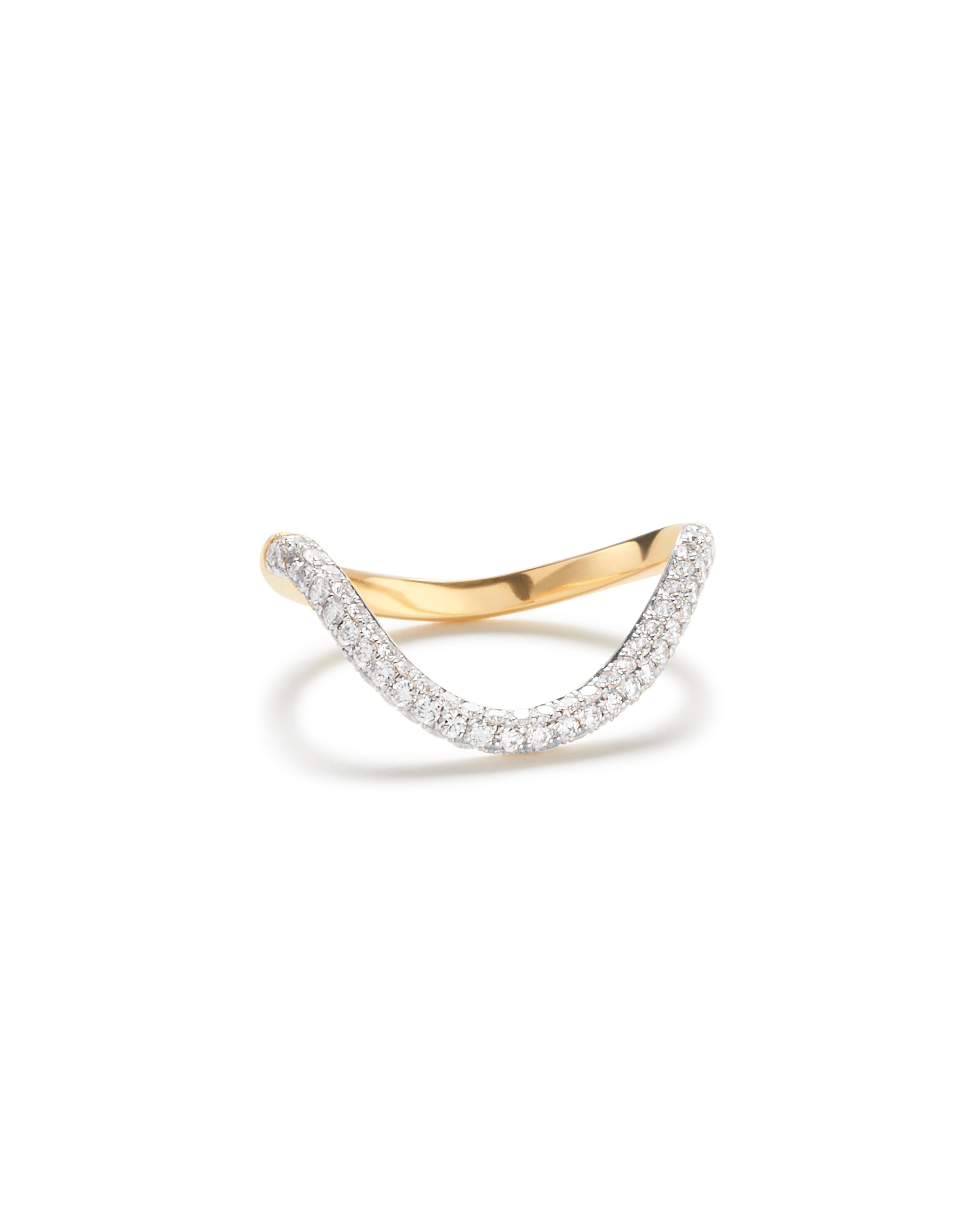For Sale:  Rosario Navia Mara Medium Curved Ring II in 18K Gold and Diamonds 2