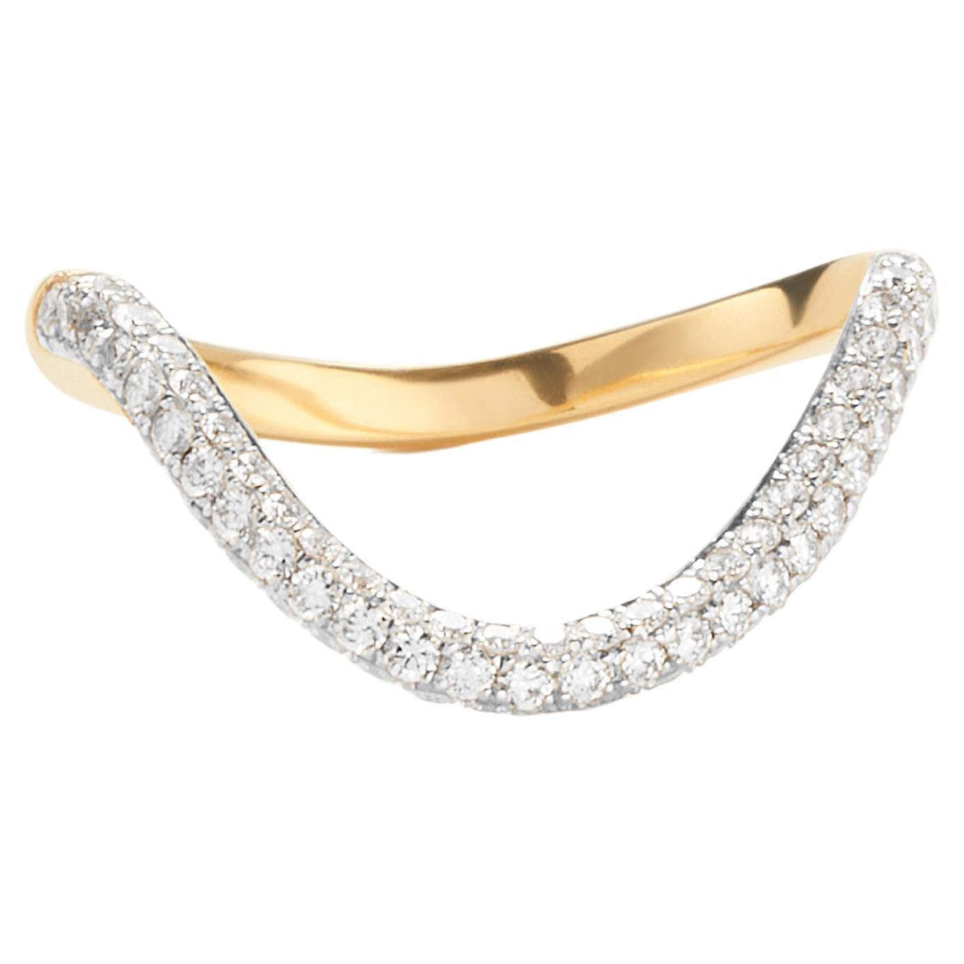 Rosario Navia Mara Medium Curved Ring II in 18K Gold and Diamonds