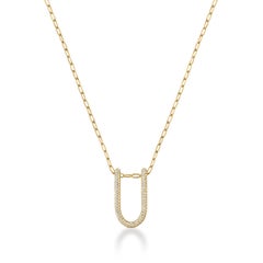 Rosario Navia Mara Medium Folded Link Pendant I in 18K Gold, Platinum, & Diamond